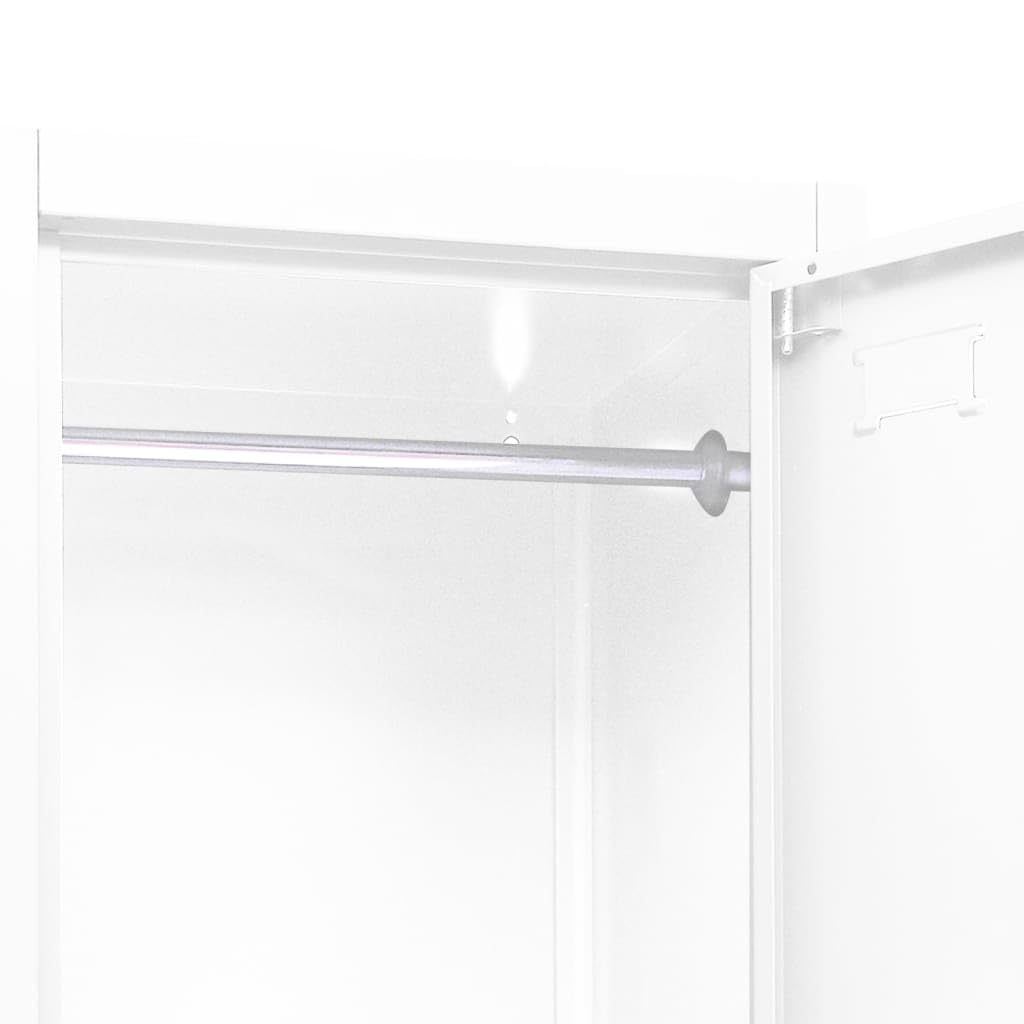 SYDE Armadio in acciaio bianco, 38 x 45 x 180 cm | Porte Ventilate con Serratura, Appendiabiti Interni, Porta Etichette, Scuola e Ufficio