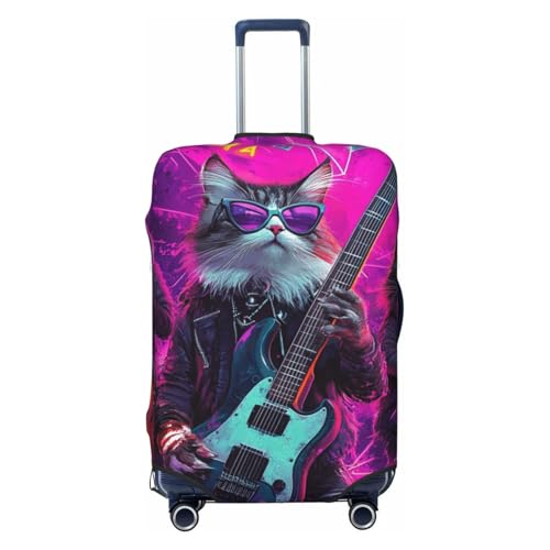 Hiphop Cat Print Travel Luggage Cover Elastic Baggage Protector Fits 18-21 Inch Luggage
