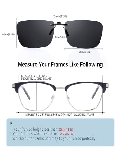 Polarized Clip on Sunglasses Over Prescription Glasses for Men Women Rimless Compact Fit Non-Flip Up2