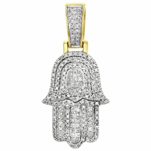 1.2 CT Round Lab Created Diamond Hamsa Hand Unisex Pendant Charm 14K Yellow Gold Plated Sterling Silver