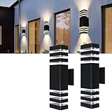 MUCLUD 2Pack 15inch LED Square Up & Down Wall Lights,14W Outdoor Wall Light 4000K Day White Aluminum Body Waterproof IP65 LED Exterior Light Fixtures Wall Mount for House Patio Garage Garden.