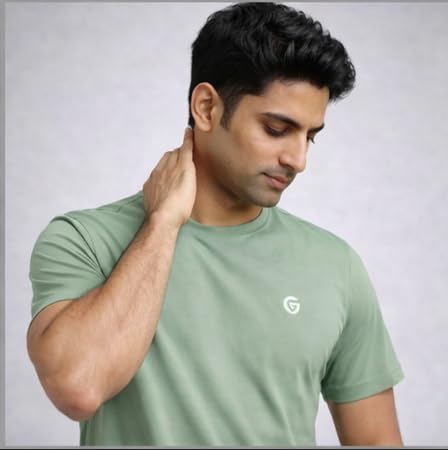 Image of Gloster Men's Striped Sports T-Shirt | Polyester Lycra Blend | Lightweight Gym & Workout T-Shirt | Regular Fit Round Neck Activewear for Men & Boys