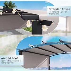 Tangkula 10x10ft pergola patio pergola with retractable sun shade canopy extra large patio shelter pavilion outdoor pergola for deck porch garden yard grey  urban country home decor
