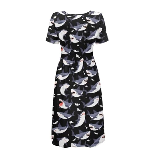 Image of Women's Summer Dresses Short Sleeve Formal Dresses with Pockets | Lightweight polyester fabric delivers cool airflow during hot summer outdoor activities