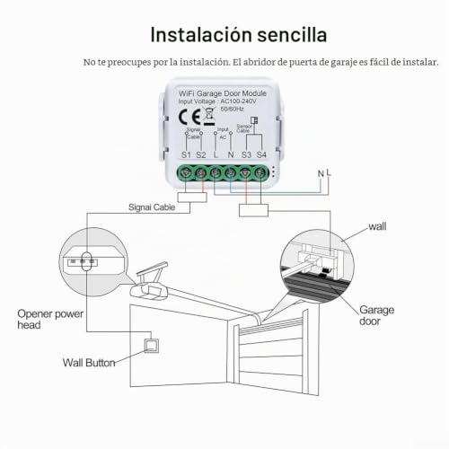 Miniatura 8 de Módulo De Puerta De Garaje Wifi, Para Aplicación Tuya, Controlador Inteligente De Puerta De Garaje, Abridor De Sensores De Puerta De Garaje En Tiempo Real, Control Remoto Y Voz