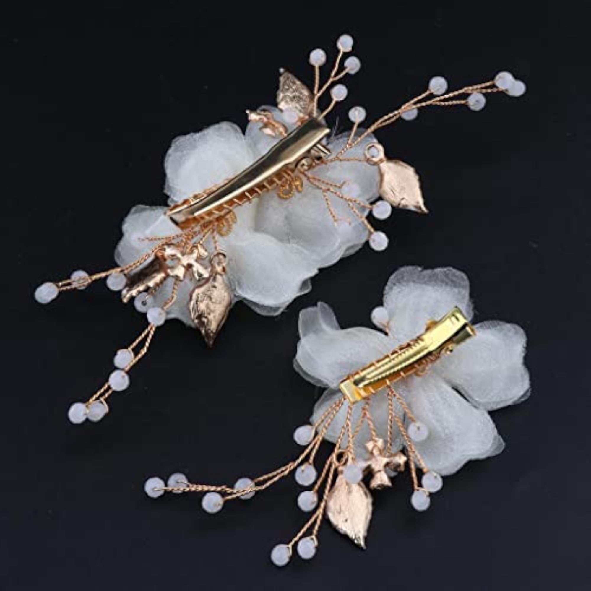 2PCS Bridal Hair Side Clip Flower Barrettes, Elegant Accessories