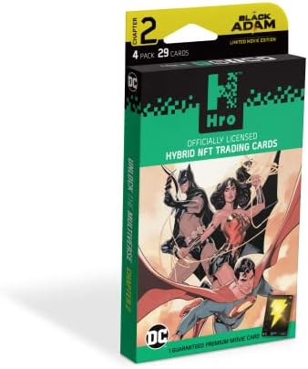 DC Comics Unlock The Multiverse | Hro Chapter 2: 4-Pack Premium Booster Box, Hybrid NFT Trading Cards, 29 Trading Cards Pack, Black (10035880-0001)