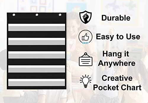 Essex Wares – 17” Wide X 22” Long Pocket Chart For Classroom – Standard Pocket Chart With Write-On Cards – Pocket Chart Organizer For Schedule, Class, Home, Announcements #TOP3