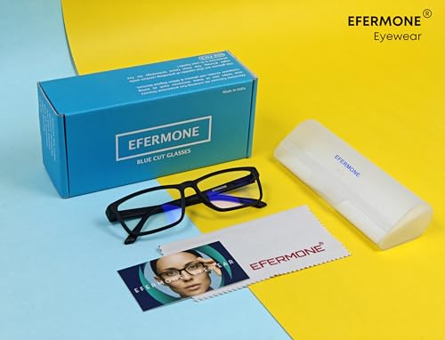 Image of EFERMONE Blue Ray Cut Light Filter Computer Glasses With Antiglare For Eye Protection (Zero Power,Blue Coated)