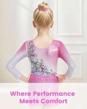 Gogokids Driedelige gymnastiekpakken voor meisjes, gymnastiekset met lange mouwen, met shorts en hoofdband, glanzend danspak met kleurverloop, voor 3-12 jaar, Zwarte ster, 100(90-100 cm,3-4Y