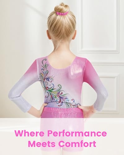 Maillot de gymnastique filles brillant dégradé de couleur ensemble 3 pièces extensible - 6