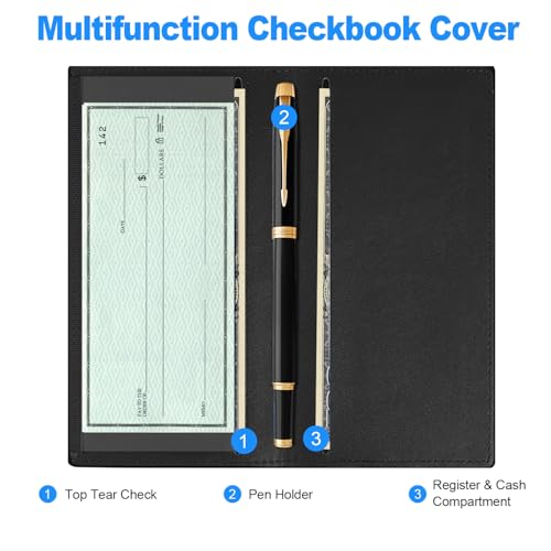 CASMONAL Checkbook Covers for Personal Checkbook, PU Leather Check Book Covers for Women & Men – Fashionable Print Design
