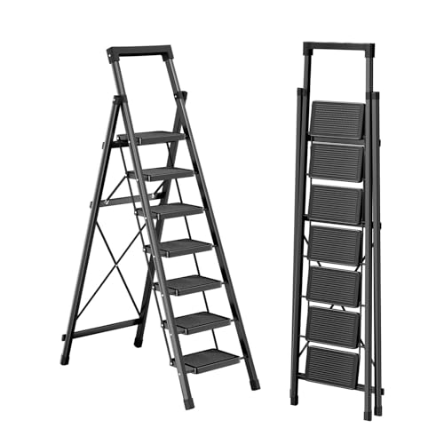 7 Step Stool with Tray Suport 330 lbs Capacity Foldable...