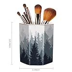 WAVEYU Pencil Pen Holder for Desk, Cute Makeup Brush Holder, Desktop Supplies and Accessories for Women Students, Art Supply Caddy, Forest Pattern - Image 2
