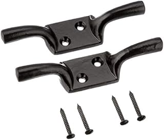 Merriway® BH00403 (2 Pcs) Cleat Hooks, 100 mm (4 inch) Black Japanned - Pack of 2 Pieces