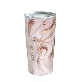 JEKGLEY Rose Gold Marble Texture Insulated Tumbler with Lid, Christmas Birthday Gift for Men Women B
