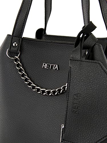 Bolsa Kit Feminina Sacola Necessarie e Porta Cartão Retta (Preto)