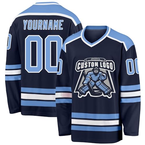 Custom Hockey Jersey Printed Stitched Personalized Name Number Logo Sports Hockey Long Sleeve for...