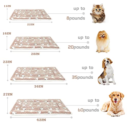 Patas Lague Dog Bed/Pet Beds For Small Dogs(22 * 11 * 1.7In),Reversible Soft Fleece Dog Crate Pad Bed, Machine Washable Cat Kennel Pad (Brown) #TOP3