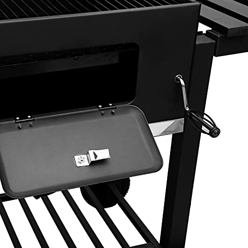 Foto von Karpal Grillwagen Holzkohlegrill mit Haken&verstellbarem Kohleblech mit Aktivbelüftung Edelstahl BBQ Barbeque mit 2 Räder für einfache Mobilität Ablagen