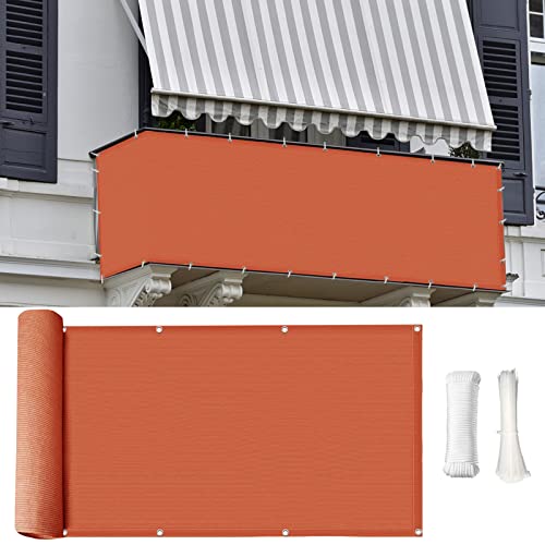 Liveinu Frangivista e Telo Frangivento Protezione per Balconi con Occhiell Copertura per Balcone Terrazzo Giardino 100x180cm Rosso