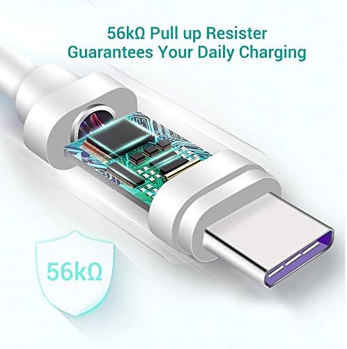 GlobaLink USB C Cable 5A, 40W USB Type C Super Charger Cable [2Pack 2m] USB C to A Charging Cord for Huawei P30, P20 Lite, P20, P10, Mate 20, 20 pro, 30, 30 pro Mate 10, Mate RS, Honor Play - White