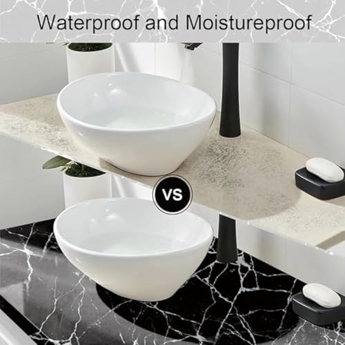 Image of Self Adhesive Marble Wallpaper Kitchen Wallpaper Oil Proof & Waterproof Wallpaper for Cabinet Makeover, Almirah, Plastic & Tabletop, Wardrobe (60x200cm) (Black)