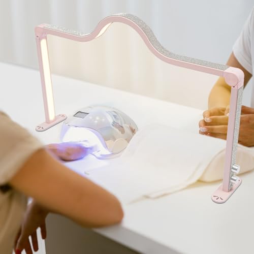 JAYEUW Halbmondlicht für Nägel LED-Tischlampe 48W LED-Wimpernlicht Nagel-Schreibtischlampe Maniküre Tisch Lampe Dimmbar 3000K-6000K Faltbare Nageltisch Lampe für Schönheit Wimpern (Rosa)