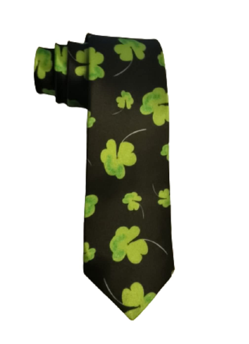L&L® Men St. Patrick's Day Tie Souvenir Flag Tricolour Shamrock Irish Ireland Event (Small leaves)