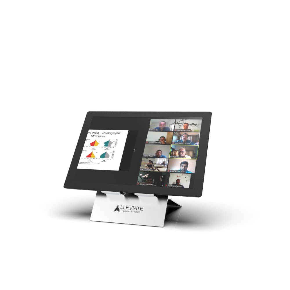 Revergon RevURJA – Tablet Stand (Metallic Silver) | Alleviate Together | Ergonomically Adjustable & Foldable | Compatible with iPad Pro, iPad Mini, iPad, Microsoft Surface Tablet, Samsung, Xiaomi