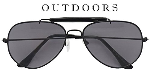 Photochromic Adaptive Clear Lens Aviator Glasses W/Sun Senor Transition Light Tinted Sunglassses (Black, 60)