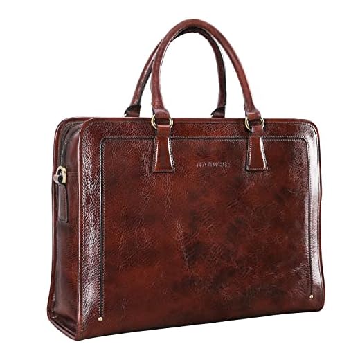 Banuce Maleta masculina vintage de couro italiano de grão integral para laptop profissional de 35,5 cm, bolsa de trabalho de negócios com alça de bagagem marrom
