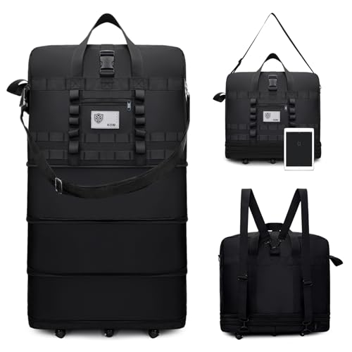 Foldable suitcase, luggage bag with swivel wheels, large-capacity expandable travel suitcase, waterproof foldable luggage for both men and women (black)