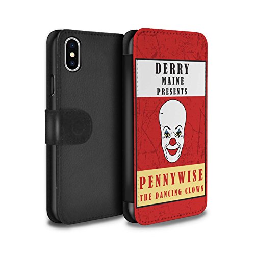 Hülle Für Apple iPhone XS Horrorfilm Inspiriert Clown Zirkus Poster Design PU Leder Tasche Brieftasche Schutz Handyhülle Flip Case