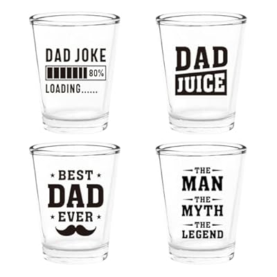 Arsemica Birthday Gift for Dad, Fathers Day Present for Dad Husband, Funny Shot Glasses for Dad, 4 Pack Best Dad Ever Glass Gifts from Son Daughter, Gifts for Husband from Wife, Sentimental Gifts