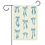 Handgezeichnete blaue Schleifen, Gartenflagge, saisonale Feiertage, Jute, doppelseitig, Haus, Hof, Außenflaggen, 32 x 47 cm
