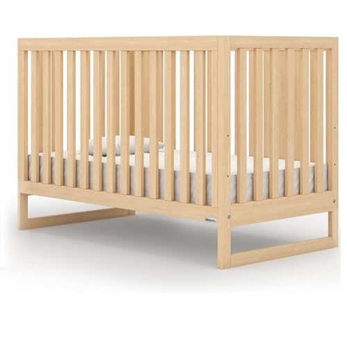 Image of dadada Austin 3-in-1 Convertible Crib to Toddler Bed & Daybed - Made in Italy, GREENGUARD Gold Certified, Baby-Safe Finish, Sustainable Beech Wood, Modern Design, 3 Adjustable Heights (Natural)