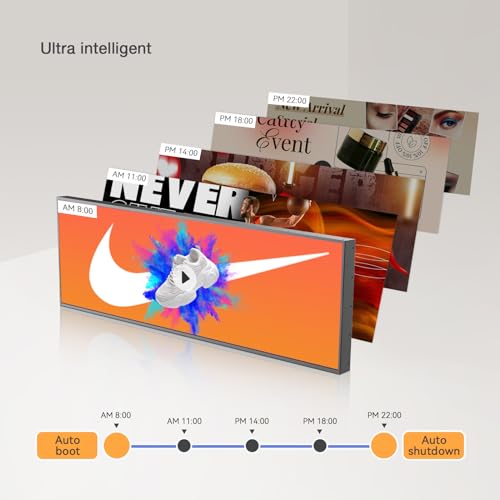 Image of 29 inch Digital Signage Display, Stretched Bar Monitor, 1000nits, Digital Menu Board & Message Board with Program Scroll for Restaurants, Retail, Free Cloud CMS( Slim 1.02 inch)