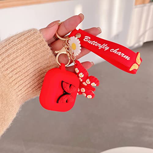 Heniu For Airpod 3Rd Generation Case Cover 2021, 3D Butterfly Liquid Silicone Airpods 3Rd Generation Cute Case With Keychain Compatible For Apple Airpods 3Rd Generation Charging Case-Red #TOP2