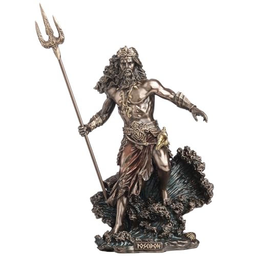 Estatua de Poseidón de bronce fundido 7.5 in miniatura 1