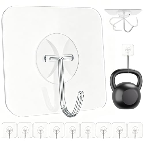 Latoxcaa Heavy Duty Adhesive Wall Hooks - Strong & Transparent,
