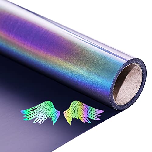 Image of Reflective Heat Transfer Vinyl Reflective Rainbow HTV Vinyl Rolls Pack 12Inch x 5Feet Iron on Vinyl for Cricut, T-Shirts DIY Design, Silhouette Cameo & Heat Press Machine(Reflective Rainbow)
