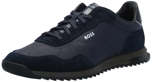 Image of BOSS Men's Zayn Low Profile Suede Leather Two Tone Sneaker
