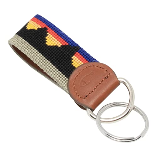 Image of Leather Hand-Stitched Needlepoint Key Fob or Key Chain