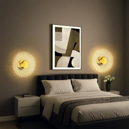 Image of Lamp master Nova para 3-in-1 LED Wall & Ceiling Light | 23cm Decorative Acrylic Flower Lamp | Antique Gold Finish | Modern Home Wall Decor for Bedroom, Living Room, Hallway, Gifts, Home & Office