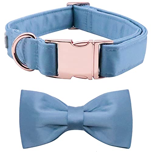 Lionet Paws Bowtie Dog Collar - Comfortable Silk Boy Dog Collar with Detachable Bow Tie for Small Dogs Neck 25-40cm
