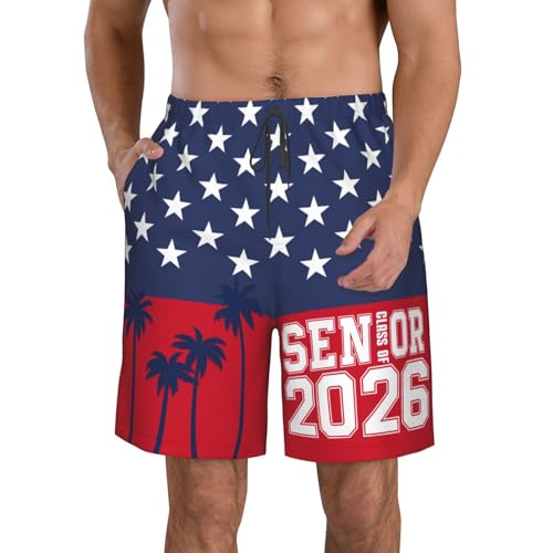 Senior 2026 Swim Trunks Class 2026 Graduation Congrats Men's Novelty Beach Shorts