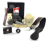 G.B.S Stylish Shaving Set- Shave Ready Straight Razor, Honing Sharpening Strop, Leather Case For Straight Razor, Ceramic Mug, Badger Brush with Stand, Alum, Shaving Soap & Strop Paste (Ivory)