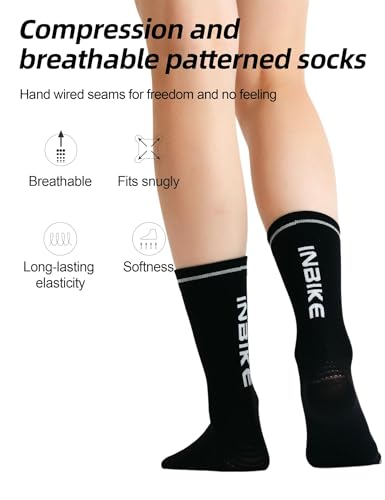 Image of INBIKE 3 Pairs Cycling Socks Women Breathable Athletic Bike Socks for Running Mountain Biking Riding
