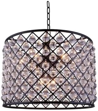 Elegant Lighting Madison Collection 1204D27MB/RC 8-Light Pendant Lamp with Royal Cut Crystals, Mocha Brown Finish